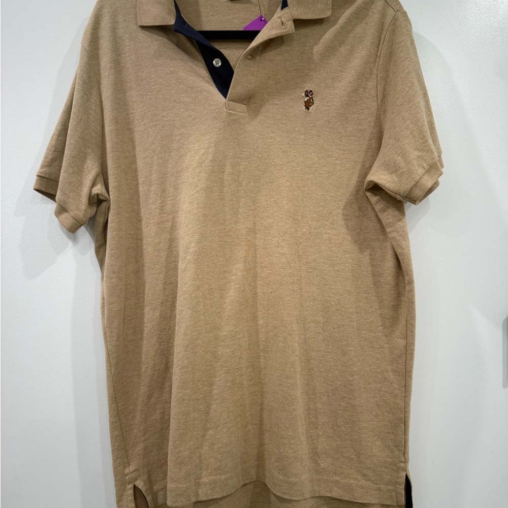 U.S. Polo Assn Men’s Medium Tan Beige Short Sleeve Polo Shirt